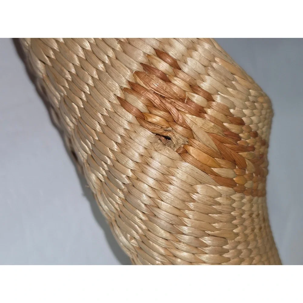 Pair of vintage woven seagrass or straw decorative shoes or‎ baskets. 1970s